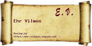 Ehr Vilmos névjegykártya